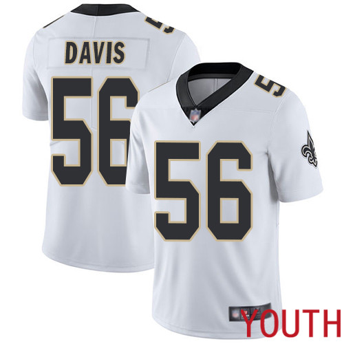 New Orleans Saints Limited White Youth DeMario Davis Road Jersey NFL Football #56 Vapor Untouchable Jersey->youth nfl jersey->Youth Jersey